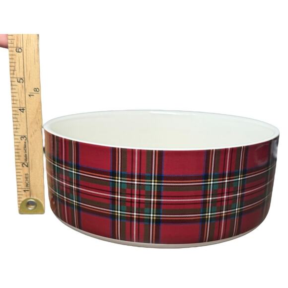 Pottery Barn Stewart Plaid Serving Bowl 9" Christmas Tartan Porcelain Party Dish - Picture 6 of 7